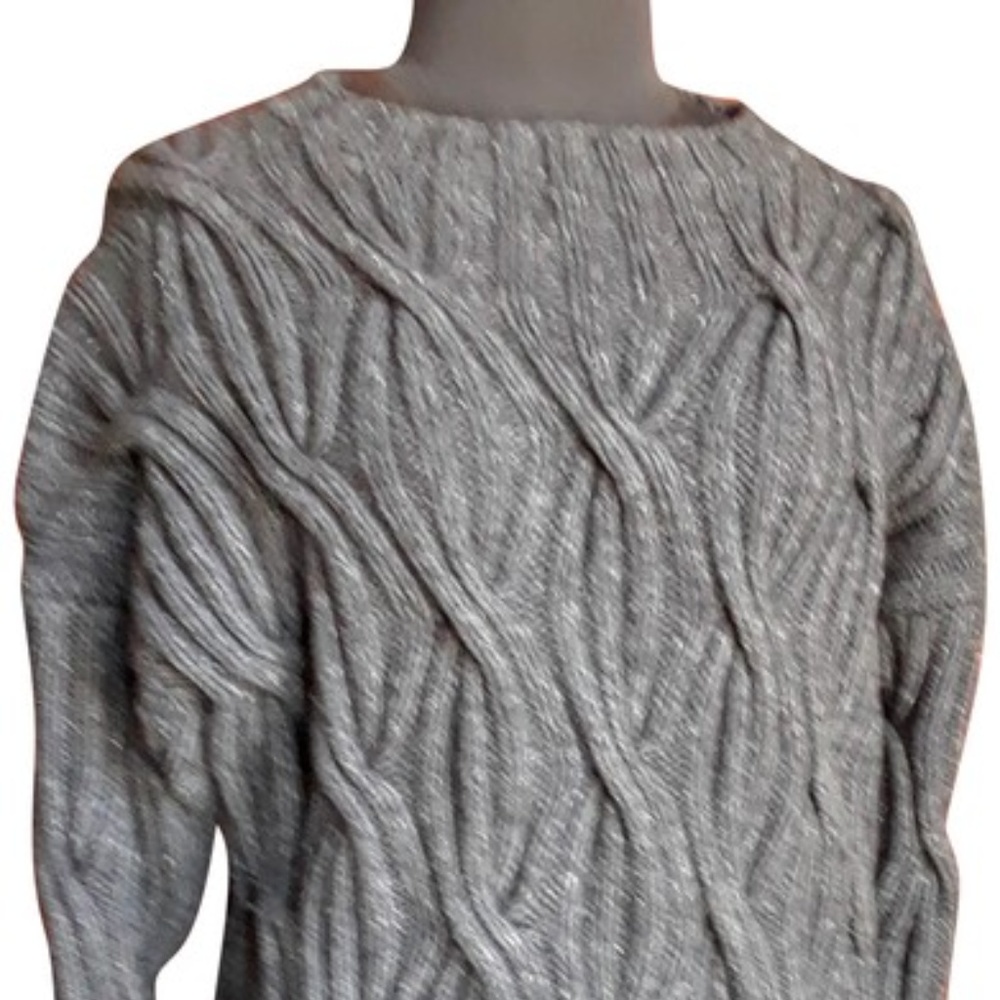 Barry Bricken Aran Knit Charcoal Sweater size M